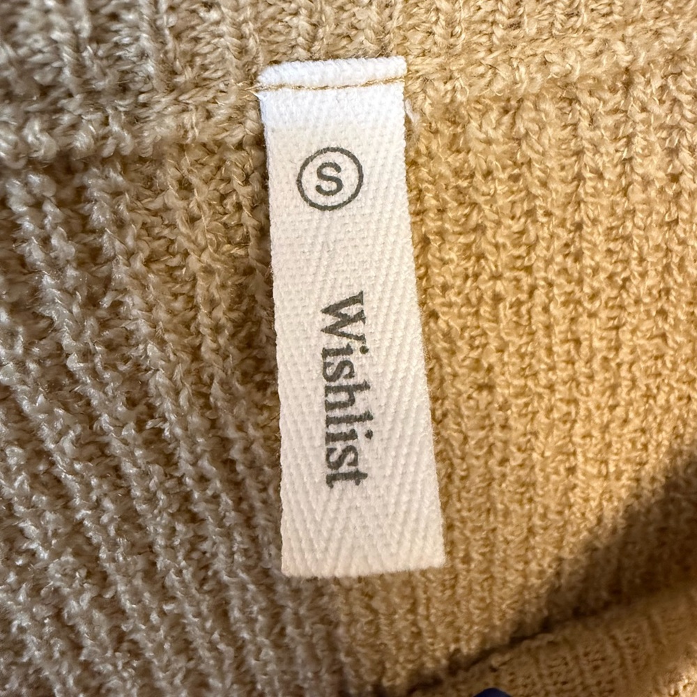 Wishist “Local” Graphic Knit Sweater Beige Crewneck Pullover Size Small - Picture 2 of 7